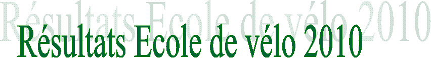Rsultats Ecole de vlo 2010