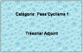 Zone de Texte:  
 Catgorie: Pass'Cyclisme 1
 
Trsorier Adjoint
 
 
 
