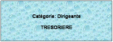 Zone de Texte:  
Catgorie: Dirigeante
TRESORIERE
 
 
