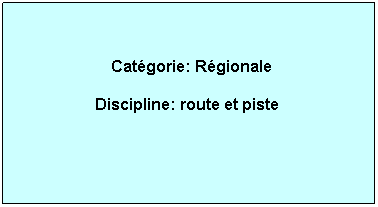 Zone de Texte:  Catgorie: Rgionale 
Discipline: route et piste 


