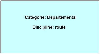 Zone de Texte:  Catgorie: Dpartemental
Discipline: route  


