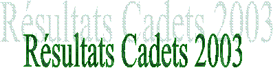 Rsultats Cadets 2003