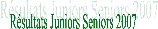 Résultats Juniors Seniors 2007